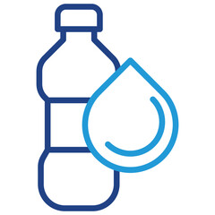 The icon of a plastic drinking bottle or container emphasizes the importance of water itself whether for drinking, health, or as a source of life.