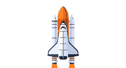 Vector illustration of a vintage space rocket flying through the sky