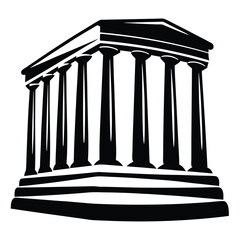 Obraz premium Ancient Greek Temple Illustration with Bold Black and White Graphic Design