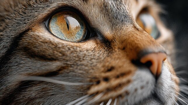 Intriguing feline gaze close-up