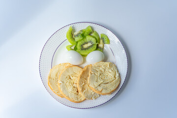 Healthy breakfast in the morning sunshine