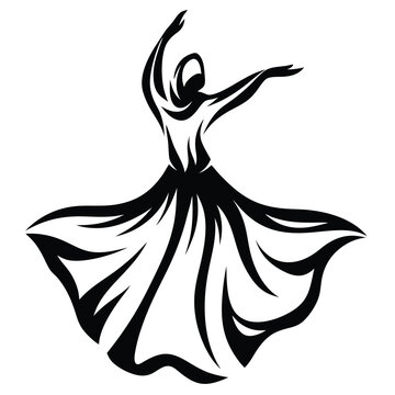 black whirling dervish silhouette dancing clip art preview