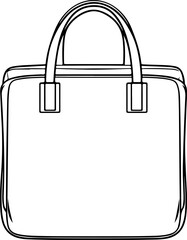 Minimalist Handbag Line Art – Black and White Illustration of Tote Bag with Rounded Edges and Loop Handles for Fashion, Retail, and Design Themes