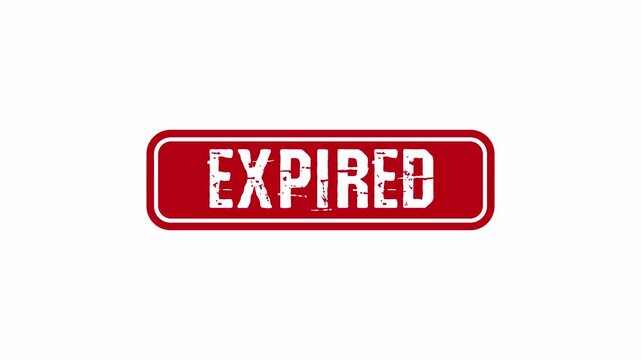 Red expired stamp animation for outdated documents and products with a distressed grunge texture
