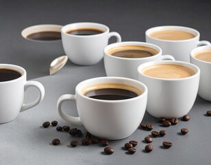 cup of coffee with beans on the table