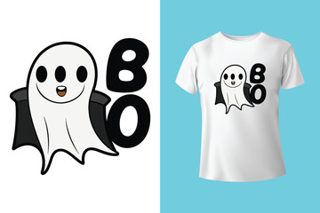 Halloween T-shirt design costume template. Happy Halloween scary trendy vector t-shirt design. Halloween vector clothing apparel t-shirt design