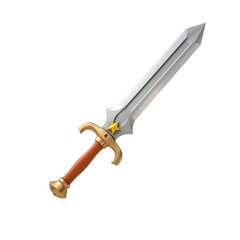 Naklejka premium Fantasy Sword with Golden Star Embellishment on a Transparent Canvas, Ready for Integration