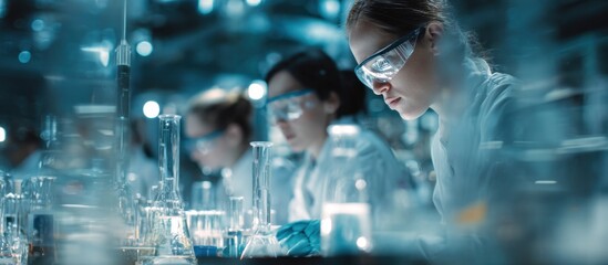 Close-up of a person working with electronic components in a high-tech laboratory environment