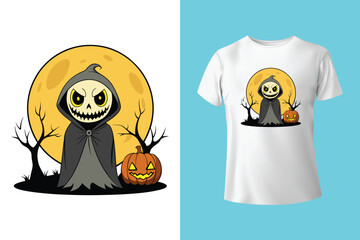 halloween background with cat and pumpkin t-shirt vector design