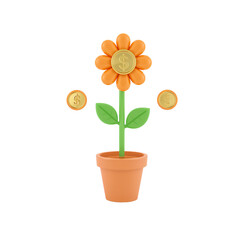 Fototapeta premium Blooming financial future a conceptual illustration of growth and prosperity, isolated