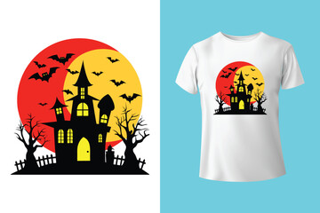 halloween background with cat and pumpkin t-shirt vector design