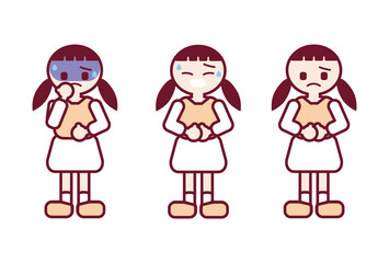 お腹の痛みや不調で辛そうな女の子のイラスト