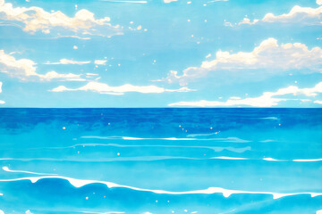 Obraz premium 青い海と青い空の背景 AI生成素材