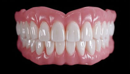Obraz premium Close-up of healthy human teeth with gums and dental alignment in a smiling mouth