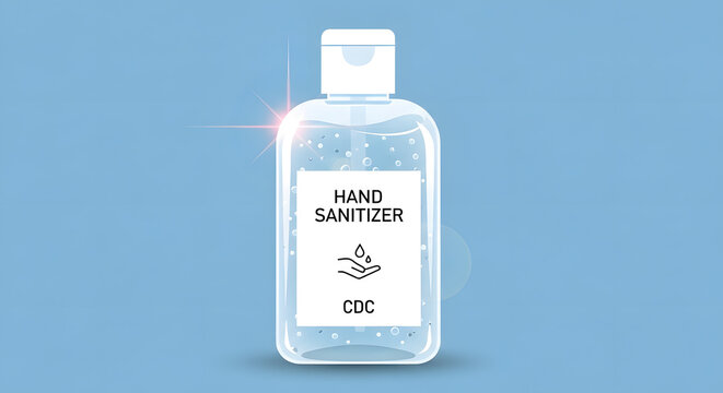 Hand Sanitizer Bottle on Blue Background
