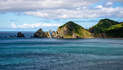 Fototapeta premium Coastal scenery with rocky outcrops