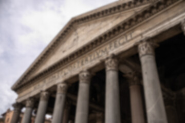 Blur Pantheon former Roman temple  now a church, in Rome, Italy.