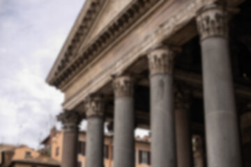 Blur Pantheon former Roman temple  now a church, in Rome, Italy.