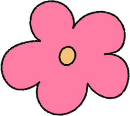 Pink Four-Petal Flower Drawing, Cute and Simple Floral Icon Vector Design
