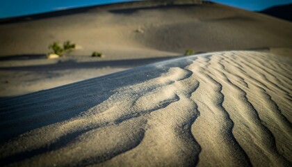 Fototapeta premium Close-up view of windswept sand dunes