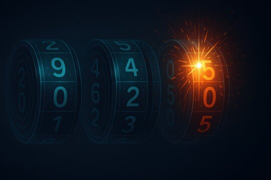 Illuminated number combination lock revealing a secret code, a strong password