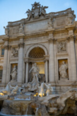 Blur Ancient View of the Trevi Fountain or Fontana di Trevi Rome, Italy.