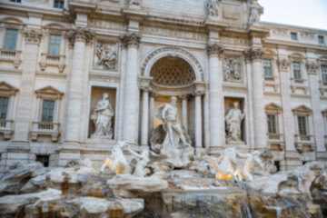 Obraz premium Blur Ancient View of the Trevi Fountain or Fontana di Trevi Rome, Italy.