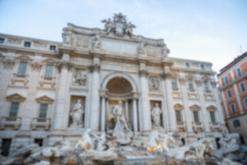Obraz premium Blur Ancient View of the Trevi Fountain or Fontana di Trevi Rome, Italy.