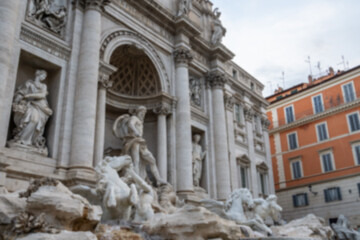 Fototapeta premium Blur Ancient View of the Trevi Fountain or Fontana di Trevi Rome, Italy.