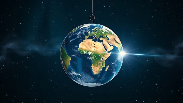 Glass Earth model in a vacuum chamber with bent starlight, demonstrating gravitational lensing effects.