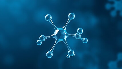 Abstract molecular structure illustration with intricate patterns on a blue background.