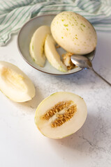 Fresh Snow Leopard Melon Cut in Half