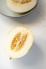Fresh Snow Leopard Melon Cut in Half