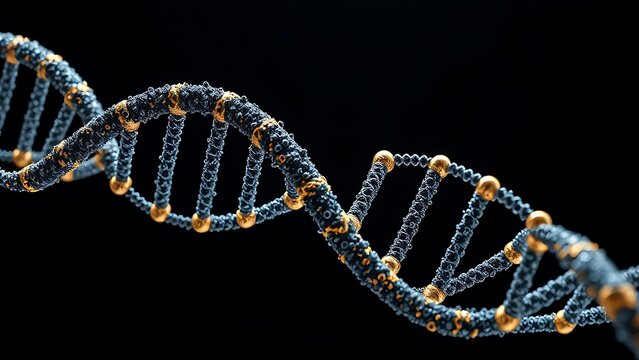 A DNA helix woven from mathematical formulas, entwining all known life within its spiral.