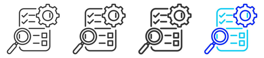 Unit Coverage Icon Set Collection in Creative Outline Style for Software Testing Featuring Multiple Thickness Variations with QA Debugging Code Quality and System Reliability