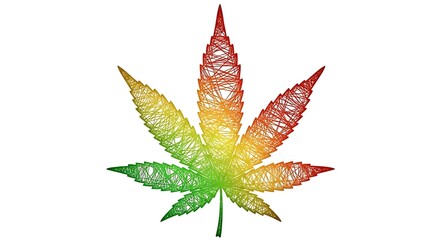 Fototapeta premium Abstract rendering of a cannabis leaf with a rasta color scheme background