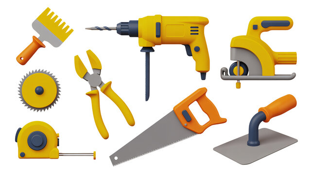 Collection of essential tools for construction, renovation, and DIY projects - Powered by Adobe