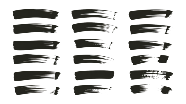 Dynamic brushstroke set, perfect for design elements and artistic projects