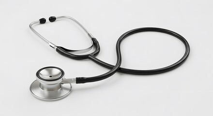 Detailed Studio Shot of a Medical Stethoscope on White Background