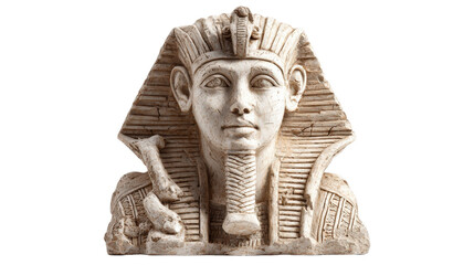 Egyptian sphinx bust, isolated on a Transparent background, PNG file.