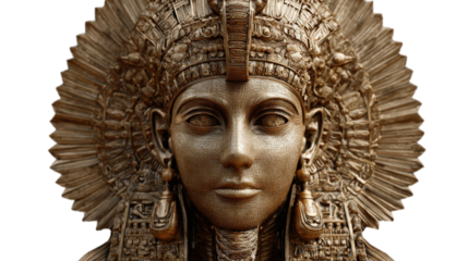 Egyptian sun god statue, isolated on a Transparent background, PNG file.