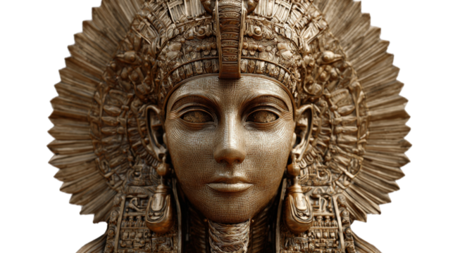 Egyptian sun god statue, isolated on a Transparent background, PNG file.