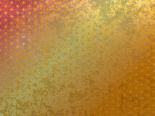 オレンジと金色グラデーションの麻の葉文様キラキラ背景テクスチャ｜和柄デザイン素材 - 温かみのあるオレンジのグラデーションと日本の伝統文様「麻の葉」を組み合わせた、キラキラと輝く質感の背景素材です。華やかで明るい印象を演出できるため、和風デザイン、ポスター、年賀状、招待状、広告、Webデザインなど幅広い用途に活用できます。