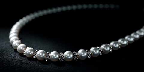 Obraz premium Elegant Pearl Necklace Display Studio Setting Jewelry Photography Dark Background Artistic Perspective