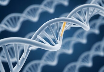 Abstract DNA Helix Structures on Blue Background