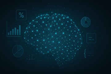 Abstract brain illustration representing data analytics and artificial intelligence development