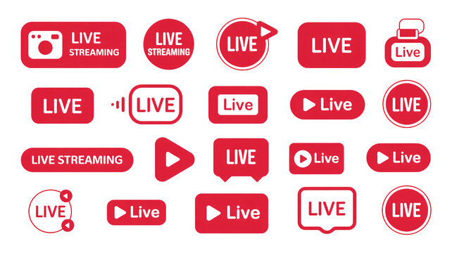 Dynamic live streaming icons for social media, online events, and broadcasts