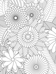 Fototapeta premium PrintFlowers Coloring Pages For Adules