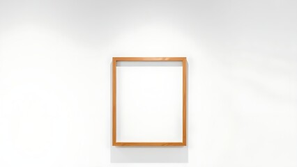 Minimalist wooden frame on a white wall, embodying modern aesthetics with clean lines and studio lighting.