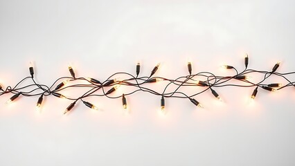 Elegant arrangement of festive Christmas lights against a clean white backdrop.